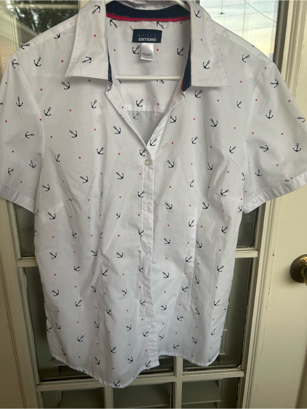 Women’s  White Short-Sleeve Anchor Print Shirt
